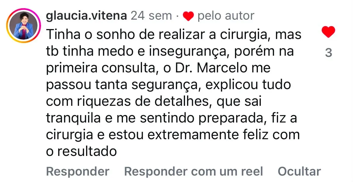 Depoimento de glaucia.vitena no Instagram